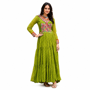 Traditional Afghan Kuchi Dress For Women With Heavy <b>Mirror</b> Work Details Tribal Embroidery Flowing Maxi Gown Afghan Kuchi Dress - Product Image 1