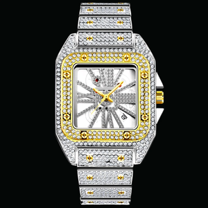 Montre BALAJI JEWELS de luxe unisexe, boîtier carré en alliage de 41 mm, mouvement à quartz ETA, date automatique, résistance à l'eau 10 bars, verre saphir - Product Image 1