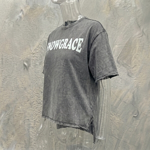 Snowgrace Men's Oversized Cotton/Bamboo Fiber Solid Short Sleeve Street Style Washed Jersey O-Neck T-<b>Shirt</b> - Product Image 5