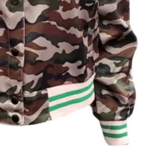Camouflage Satin <b>Jacket</b> Women Varsity Style Bomber <b>Jacket</b> Fashion Casual Outerwear Button Front Streetwear Apparel Wholesale - Product Image 3