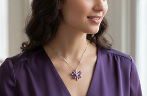 Colgante de Libélula de Plata 925 con Amatista, Engaste de Garra, Amuleto Romántico, Joyería Unisex para Regalo - Product Image 4