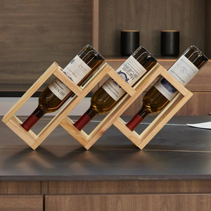 Wood Wine Bottle Rack Organizer Self Display Factory Price Natural Solid Wood Wine Bottle Holder - Product Image 1