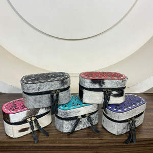 Luxury Hand Tooled Leather Mini Jewelry <b>Box</b> Organizer New Floral Design Fur Leather High Quality Ring Holder Travel <b>Storage</b> Case - Product Image 5