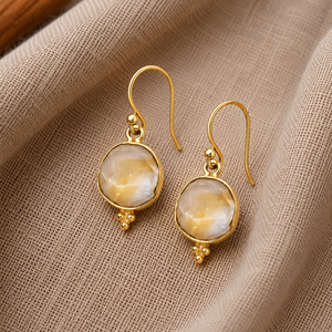Citrine Birthstone <b>Hook</b> <b>Earrings</b> – Raw Natural Yellow Gemstone Dangle <b>Earrings</b>, Gold Plated Fashion <b>Earrings</b> Jewelry - Product Image 1