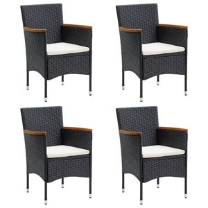 Set da pranzo Patio 5 pezzi nero con cuscini per il tempo libero in giardino - Product Image 4