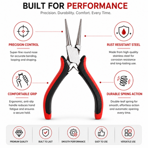 Professional Jewelry Round Nose Pliers <b>Wire</b> Loop Making Tool for Beading Earring Repair <b>Craft</b> Supplies - Product Image 5