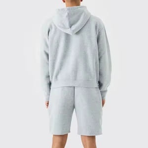 Men Custom Two Piece Hooded Sweat Jogger Shorts Sets French Terry Cotton Oversize Puff Print No <b>String</b> Zip up Hoodie Shorts Set - Product Image 4
