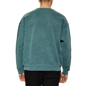 เสื้อสเวตเชิ้ตคอกลมทรงโอเวอร์ไซส์ แขนยาว ล้างสีแบบแอซิดวอช สำหรับผู้ชาย สไตล์วินเทจ สีซีดจาง ลำลอง สตรีทแวร์ - Product Image 4