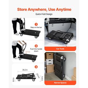 1000 Lbs Capacity Foldable Push Cart Dolly 360 Swivel Wheels Flatbed Hand Truck <b>Trolley</b> Moving <b>Platform</b> Foldable <b>Platform</b> Cart - Product Image 4