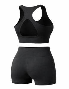Conjuntos Deportivos para Mujer de 2 Piezas, Bra Deportivo Acanalado sin Costuras, Shorts Ajustados, Ropa para Correr, Fitness, Yoga y Gimnasio - Product Image 2