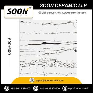 Carreaux muraux en porcelaine Soon 600x600mm, imitation pierre, texture brillante, finition antibactérienne, adhésifs - Product Image 2
