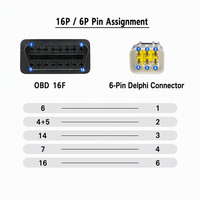 Cable adaptador de diagnóstico para motocicleta OBD2, conector hembra de 16 pines a conector de 6 pines para lector de códigos de escáner, 12V 24V, venta en paquete OBD2