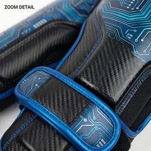 Protège-tibias professionnels en néoprène bleu et blanc, élastiques, ajustables avec fermeture auto-agrippante pour la boxe, équipement de protection pour adultes - Product Image 5