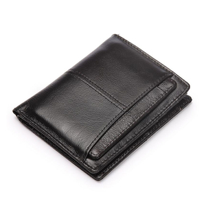 Cartera de moda ecológica con cierre de botón de cuero genuino para hombre - Product Image 3