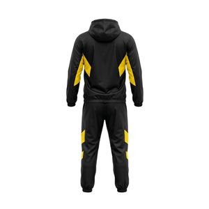 Black Yellow Chevron Stripe <b>Tracksuit</b> Polyester Geometric Panel Hooded Full Zip Track Jacket Breathable <b>Tracksuits</b> Sets - Product Image 3