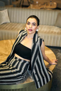 New Elegant Women's Western <b>Set</b> Beautiful Black and <b>White</b> Zig Zag Design <b>Set</b> For Office and Party Wear - Product Image 5