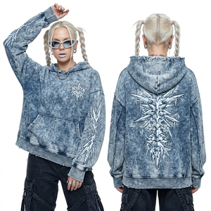 Women White Oversized Hoodie Skeleton Angel Wing Back Print Sweatshirt Fairy Core Aesthetic Pullover Custom <b>Feather</b> Sleeve <b>Top</b> - Product Image 3