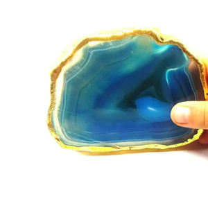 Posavasos de ágata de ónix azul de alta calidad en oferta, posavasos cuadrado de piedra de cristal para bebidas con soporte para café para el hogar - Product Image 3