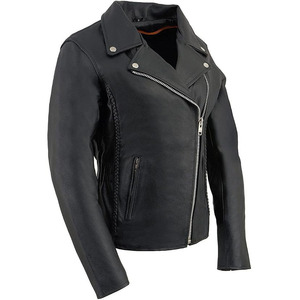 Chaqueta de Motociclista Clásica de Cuero Premium para Mujer, Estilo MC, SAMROZ SPORTS - Product Image 1