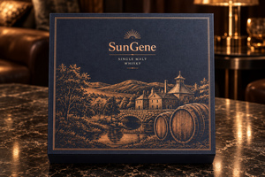 Caja de Presentación Personalizada para Botella de Whisky de Cobre y Vasos con Tapa y Base - Product Image 6