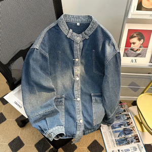 Nichedesign เสื้อแจ็กเก็ตยีนส์สำหรับผู้ชาย, เสื้อกั๊กทำงานทรงหลวมสไตล์วินเทจสำหรับฤดูใบไม้ผลิฤดูใบไม้ร่วงเสื้อกั๊กทำงาน2X - Product Image 1