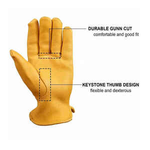 Gants de sécurité en cuir de mouton, cuir de porc et cuir de chèvre, gants de travail protecteurs pour conducteurs avec manchette élastique et dos en coton - Product Image 2