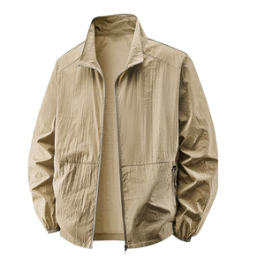 Best Selling Men's Casual Stand-Up Collar <b>Light</b> Loose Windbreaker Top Trendy Sports Accessory Solid-Color Windproof <b>Jacket</b> - Product Image 3