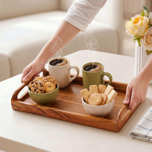 Bandeja de Servir Rústica de Madera con Asas Resistentes para Desayuno, Café, Mesa de Comedor, Restaurante, Hogar - Product Image 5