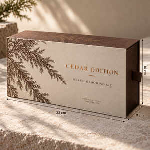 Kit de soin de la barbe en cèdre personnalisé avec boîte d'emballage à tiroir coulissant - Product Image 5