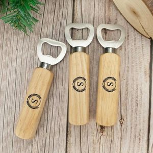 Ouvre-bouteille en bois avec poignée en bois, ouvre-boîte en acier inoxydable, logo personnalisé pour la bière - Product Image 5