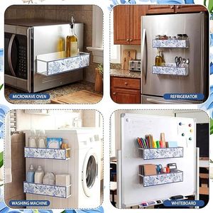 Set di 2 Portaspezie Magnetici con Motivo Floreale e Uccelli, Cestello Magnetico in Metallo per Frigorifero, Organizzatore per Condimenti - Product Image 6