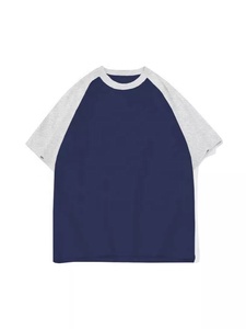 Camiseta de Manga Corta Raglán Gris y Negra de Algodón Personalizada de Alta Calidad para Hombre, Camiseta de Béisbol de Dos Tonos - Product Image 3