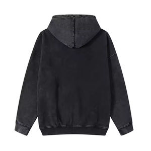 Sudadera con capucha OEM Streetwear de peso pesado al por mayor, con cremallera completa, lavado ácido, sudaderas con capucha lisas, fabricante de sudaderas con capucha vintage con logotipo bordado personalizado - Product Image 2