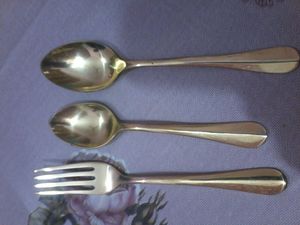 Juego de Cubiertos de Latón Plateado, 3 Piezas, Cuchara, Tenedor y Cuchillo de Lujo, Resistentes al Deslustre, para Regalo de Boda - Product Image 4