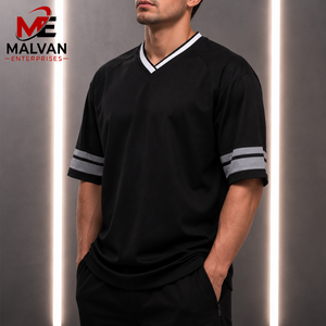 Men's <b>Black</b> V-Neck Mesh Football Jersey Short Sleeve Breathable Sport Wear for Adults All Seasons Regular Fit 100% Polyester - Product Image 3