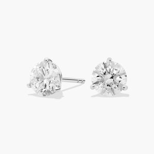 Pendientes de Diamantes Cultivados en Laboratorio, Corte Brillante Redondo, Tres Puntas, Oro Blanco, para Mujer, Compromiso, Boda, Aniversario, Fiesta - Product Image 1