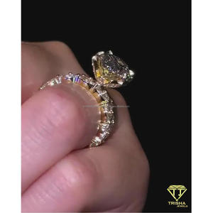 Luxury Floral Cluster Moissanite <b>Ring</b> With Round Cut Stones Elegant <b>Statement</b> Engagement Jewelry For Women Wedding Gift - Product Image 3