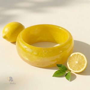 Jarrón de Resina Amarillo con Diseño de Limones, Forma Redonda, Hecho a Mano, Decoración para el Hogar, Tema de Frutas - Product Image 5