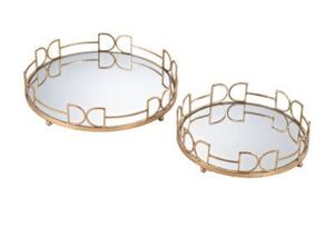Plateau de service ovale en métal avec poignées, style vintage, vaisselle décorative durable - Product Image 3