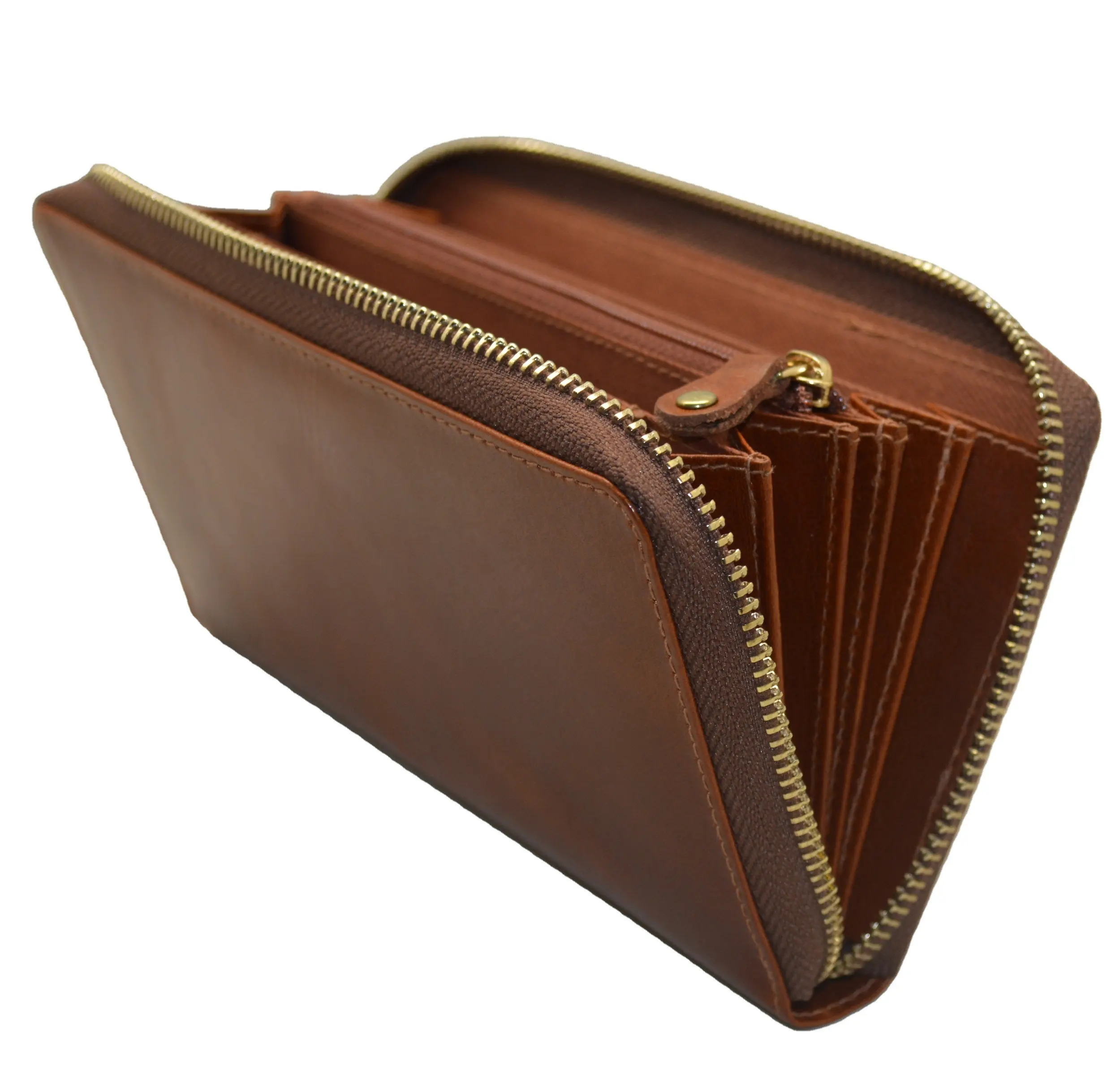 Women's Wallet Wristlet Wallet Ladies Purse Zip Around Large Capacity Luxury RFID Blocking Travel Genuine Leather Men Long Brown