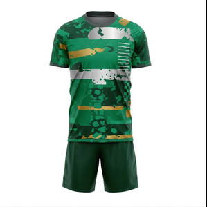 Uniforme de football unisexe à manches courtes à col rond respirant de haute qualité imprimé par transfert thermique personnalisé, séchage rapide, 100% polyester - Product Image 1