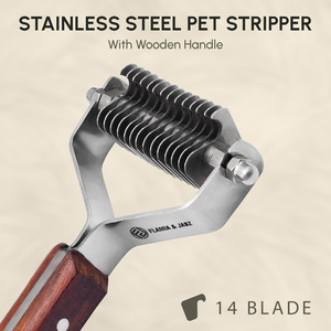Flamia & Jabz Stainless Steel Dog Grooming Comb Wooden Handle 6 Blades Classic Style <b>Pet</b> Hair Removal Tool - Product Image 3