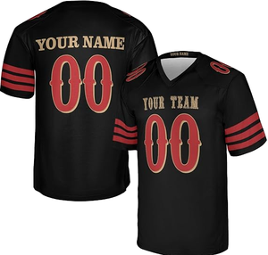 Maillot de football américain personnalisé pour homme, col en V, manches longues, impression numérique, évacuation de l'humidité, 100 % polyester, coupe régulière adulte, 3D Plus - Product Image 6