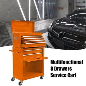 High Capacity 8-Drawer Rolling Tool <b>Chest</b> with Wheels ORANGE-Convenient Tool <b>Storage</b> Cabinet - Product Image 2