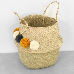 Handwoven <b>Belly</b> <b>Basket</b> Factory Handmade Eco Friendly Seagrass Storage for Hotel Resort Retail Use Lightweight Durable Vietnam - Product Image 4