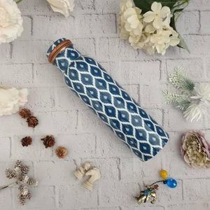 Botellas de agua de cobre con diseños florales y a cuadros, recipientes portátiles para bebidas para viajar - Product Image 3