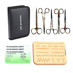 Steel Scissors and Forceps for Minor Surgery Training Curved Suture Pad Practice <b>Kit</b> Manual and Power Surgical Medic Instruments - Product Image 1