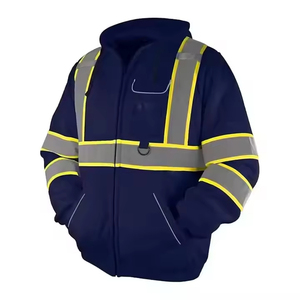 Sweat-shirt de sécurité unisexe bleu haute visibilité avec bande réfléchissante, coupe-vent, respirant, anti-plis, en polyester - Product Image 3