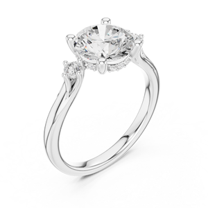 Anillo de Compromiso de Diamantes de Lujo, Corte Redondo, Solitario, Oro de 18K, Joyería para Mujer - Product Image 2