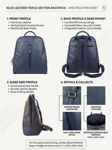 Genuine Leather <b>Laptop</b> <b>Backpack</b> Large Capacity Business Travel Bag Zipper Closure Vintage Style - Product Image 3